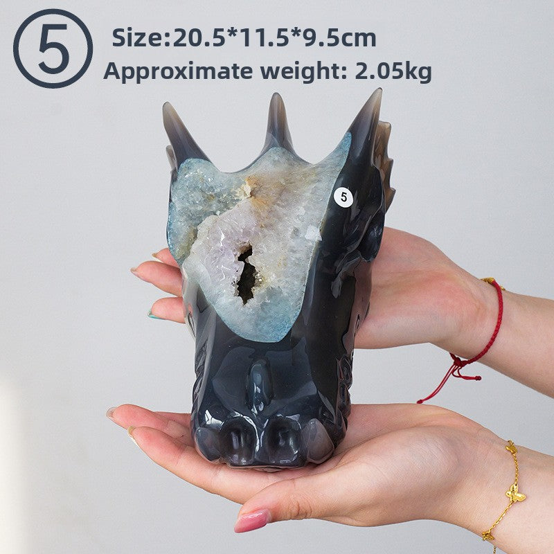 zensoullab Natural Crystal Faucet Ornament Agate Geode Hand-Carved Piece Raw Stone Polished Crystal Craft Desktop Decoration