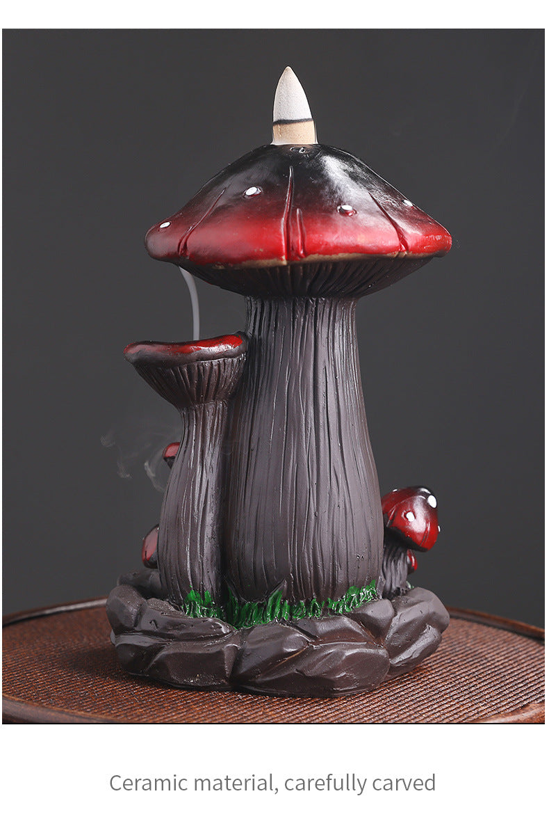 zensoullab Backflow Incense Burner Incense Holder Incense Stand Aromatherapy Creative European Style Home Craft Ornament Mushroom Resin Backflow Incense Burner