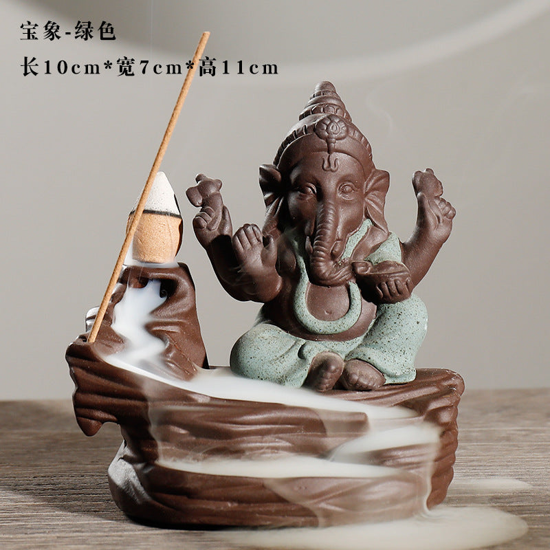 zensoullab Purple Clay Tower Incense Burner Thai Treasure Elephant Smoke Backflow Incense Burner Creative Southeast Asian Home Fragrance Ornament