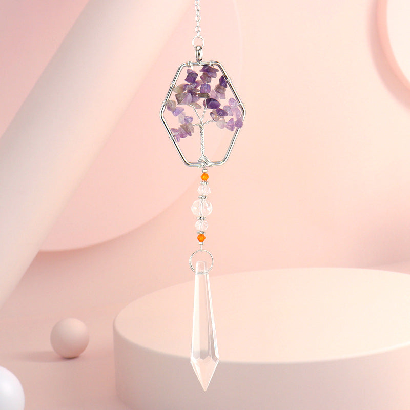 zensoullab Amethyst Gravel Tree of Life Crystal Pendant Hanging Decoration Indoor Curtain Decoration Pendant Accessories