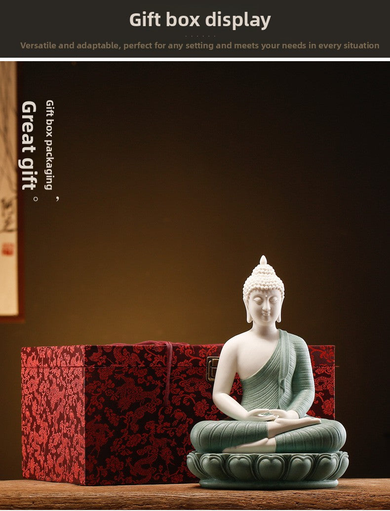 zensoullab Zen New Chinese Style Shakyamuni Buddha Lamp Circle Ornament Creative Home Interior Decoration Living Room Entrance Worship