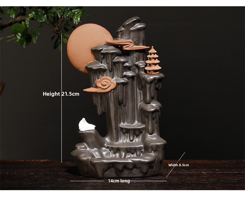 zensoullab New Teapot Smoke Backflow Incense Burner Large Ceramic Ornamental Incense Burner Home Decor Craft