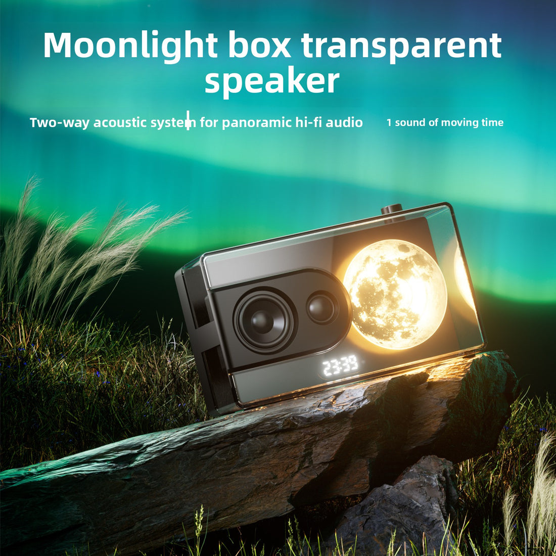 zensoullab Transparent Moonlight Box Bluetooth Speaker Atmosphere Clock Alarm Clock White Noise Moon Bluetooth Speaker Gift
