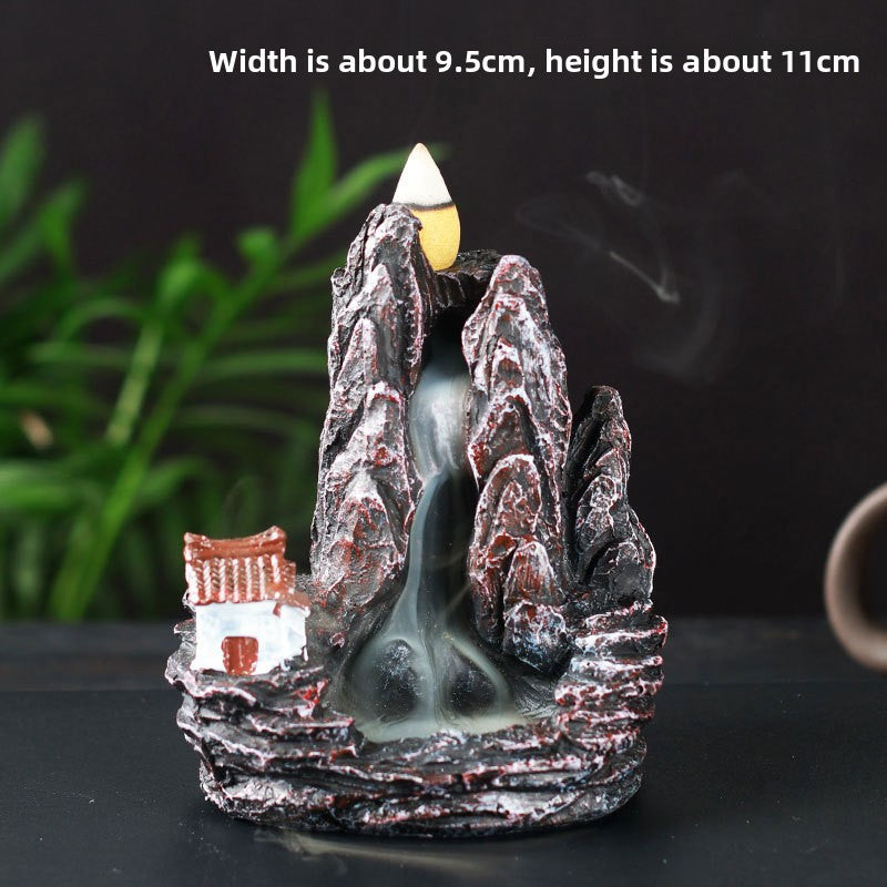 zensoullab Resin Backflow Incense Burner Zen Rockery Home Indoor Living Room Incense Burner Backflow Incense Landscape Decoration Ornament