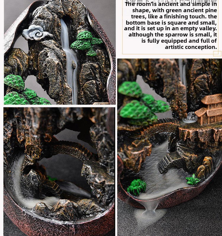zensoullab Creative Resin Large Great Wall Backflow Incense Burner Home Decor Craft Ornament Incense Holder Incense Seat Backflow Aromatherapy Burner