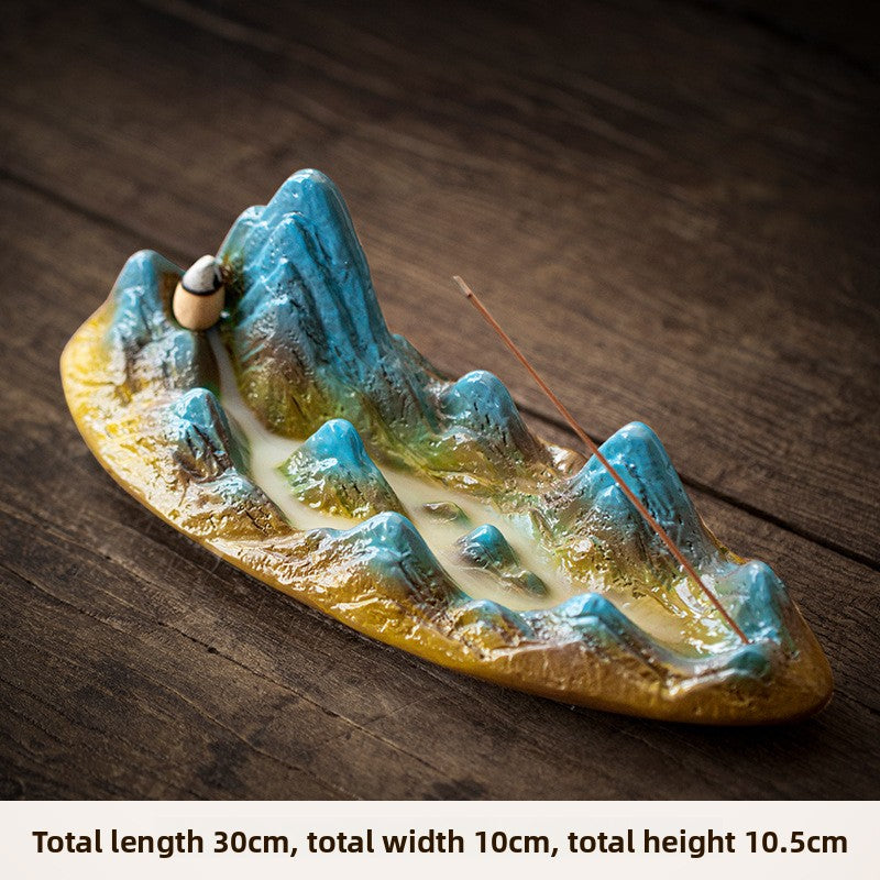 Zensoullab Thousand-Li Landscape Large Ceramic Flowback Incense Burner Home Indoor Incense Stick and Base Creative Aromatherapy Aromatherapy Stove Tea Ceremony Decoration