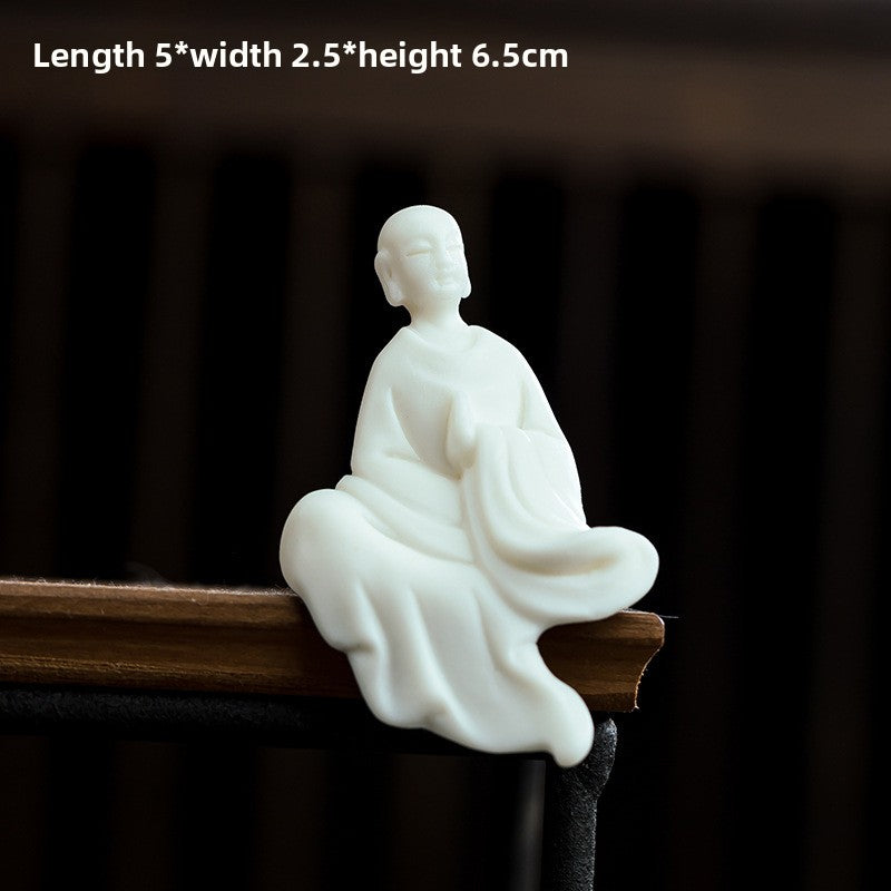 zensoullab Mini Fingertip Small Buddha Ceramic Little Monk Ornament Micro Landscape Tea Room Fish Tank Decoration Formless Buddha Zen Small Figure