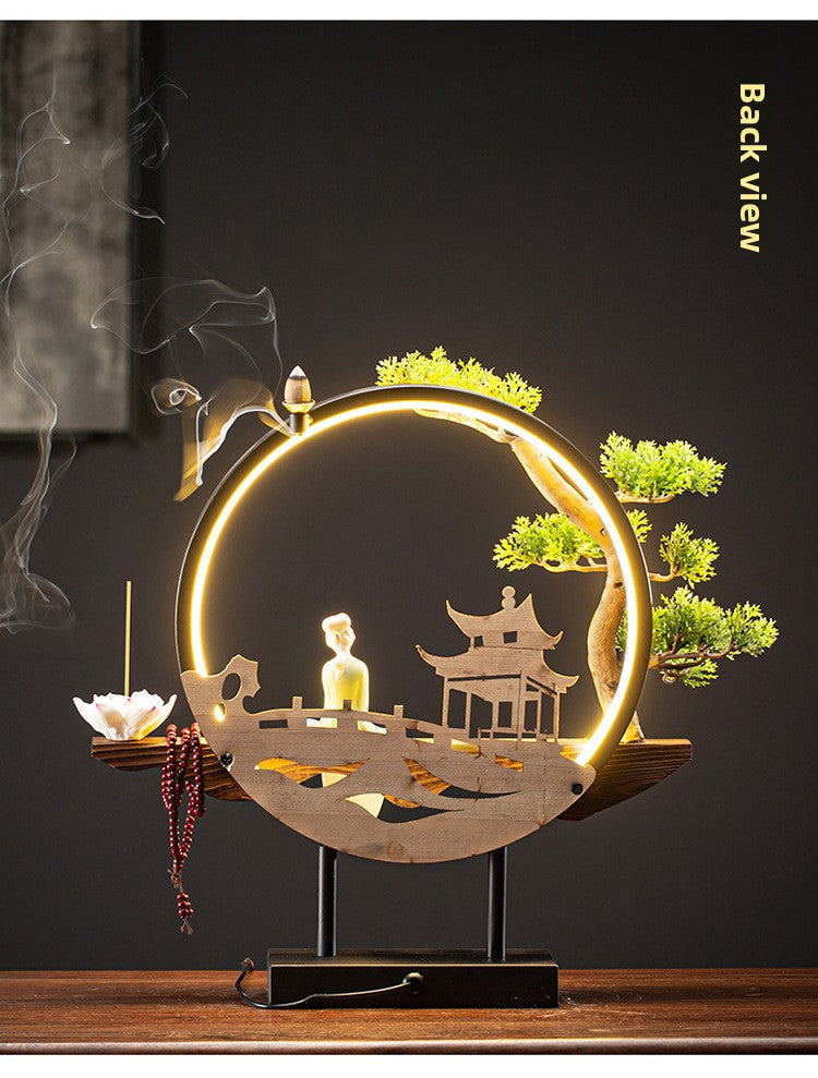 Zensoullab Ceramic Backflow Incense Burner Led Night Light Incense Decoration New Chinese Hallway TV Cabinet Dongting Lake Gift Incense