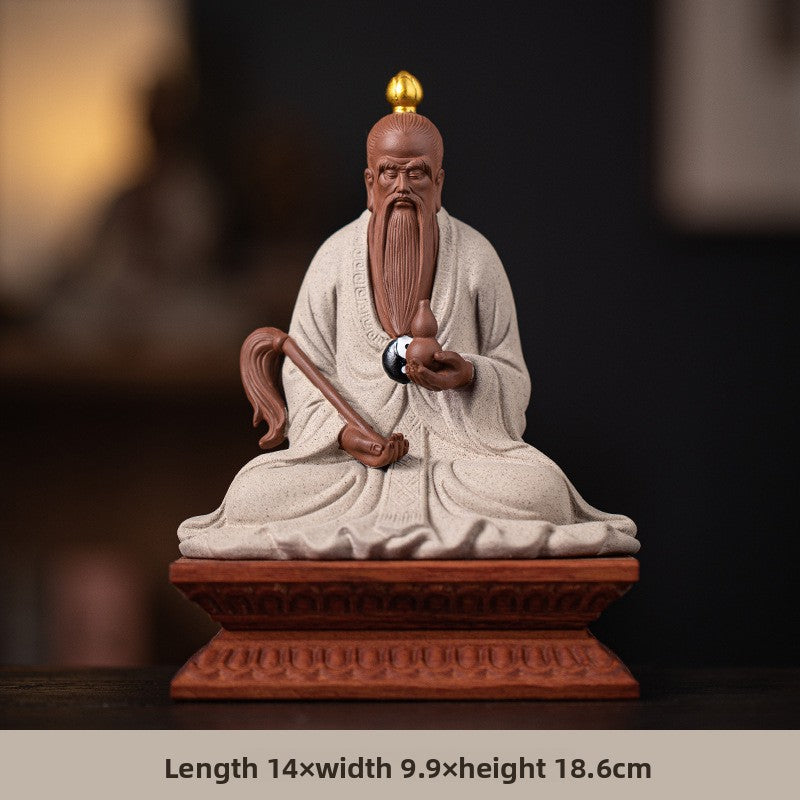 zensoullab Zen Style Chinese Ceramic Taishang Laojun Three Pure Ones Taoist Patriarch Yuanshitianzun Living Room Creative Home Decor Antique Shelf Ornament