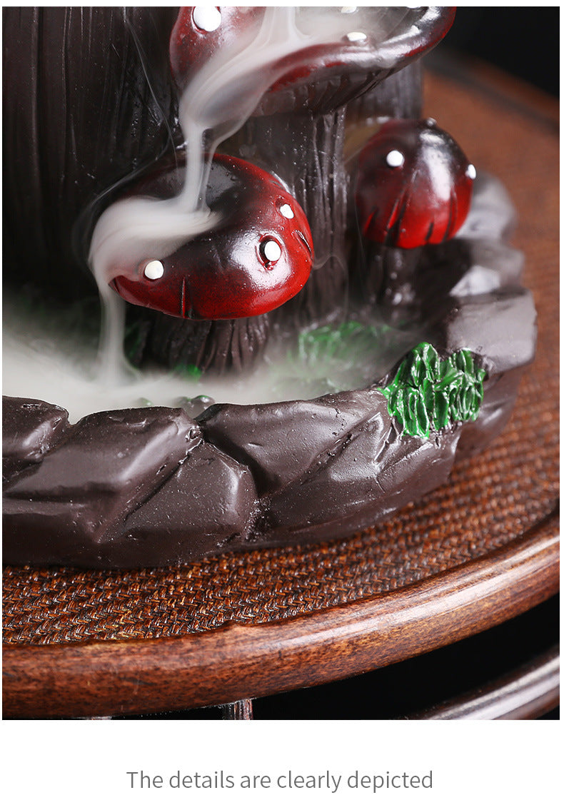 zensoullab Backflow Incense Burner Incense Holder Incense Stand Aromatherapy Creative European Style Home Craft Ornament Mushroom Resin Backflow Incense Burner