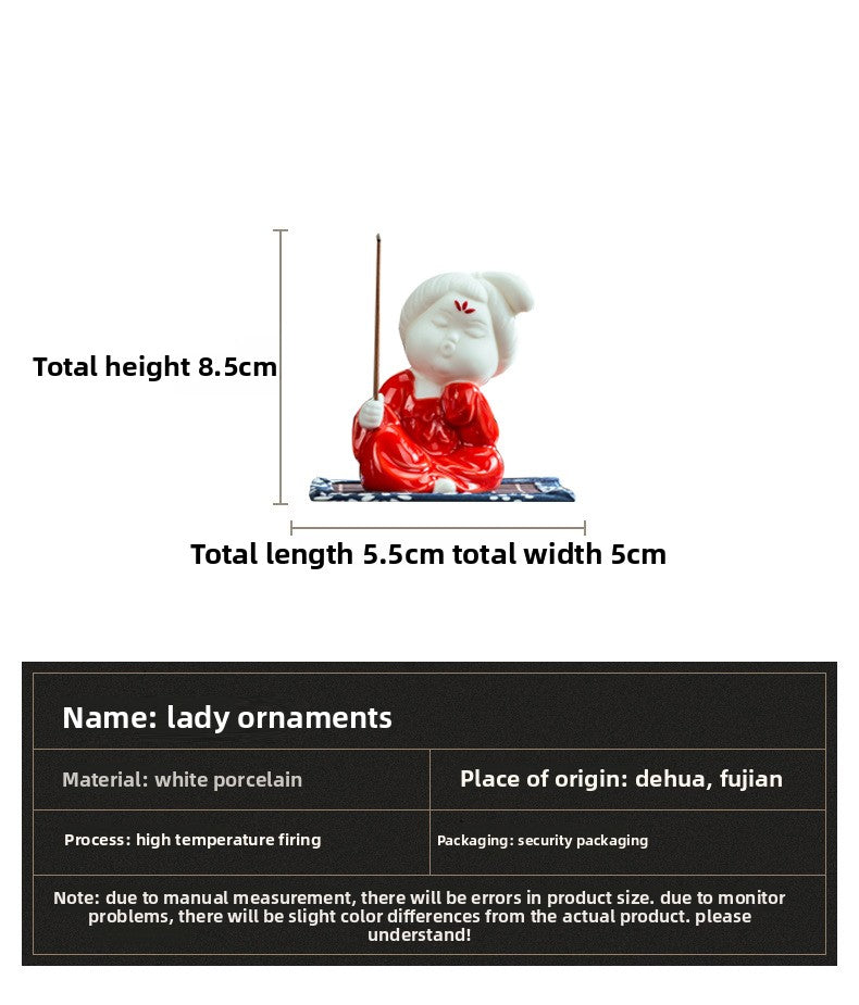 zensoullab Chinese Style Ceramic Lady Incense Holder Incense Stand Incense Burner Incense Stick Sandalwood Home Aromatherapy Burner Creative Home Decor Ornament