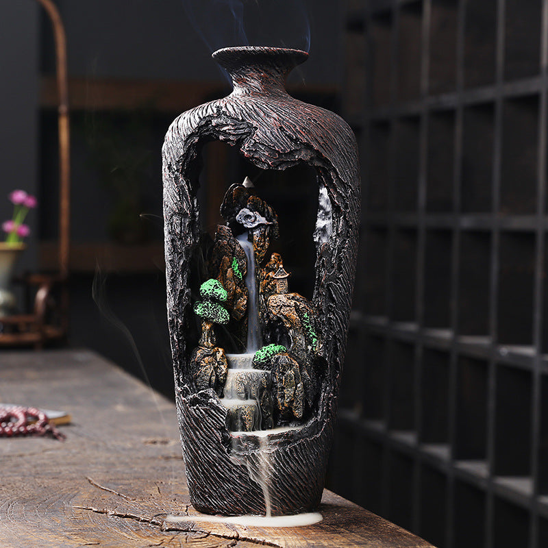 New Resin Backflow Incense Burner Creative Mountain Water Flow Incense Burner Home Decor Backflow Incense Original