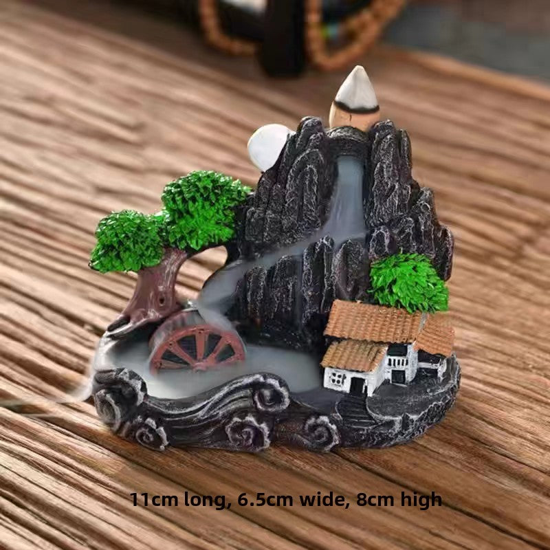Zensoullab Resin Carving High Mountain Flowing Water Backflow Agarwood Stove Home Indoor Zen Sandalwood Incense Burner Tea Ceremony Decoration Zen Incense Burner