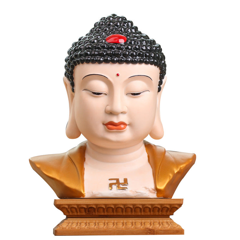 zensoullab Premium Ceramic Large Buddha Head Chinese Zen Style Buddha Statue Amitabha Buddha Tathagata Home Buddha Hall Gift Home Decoration