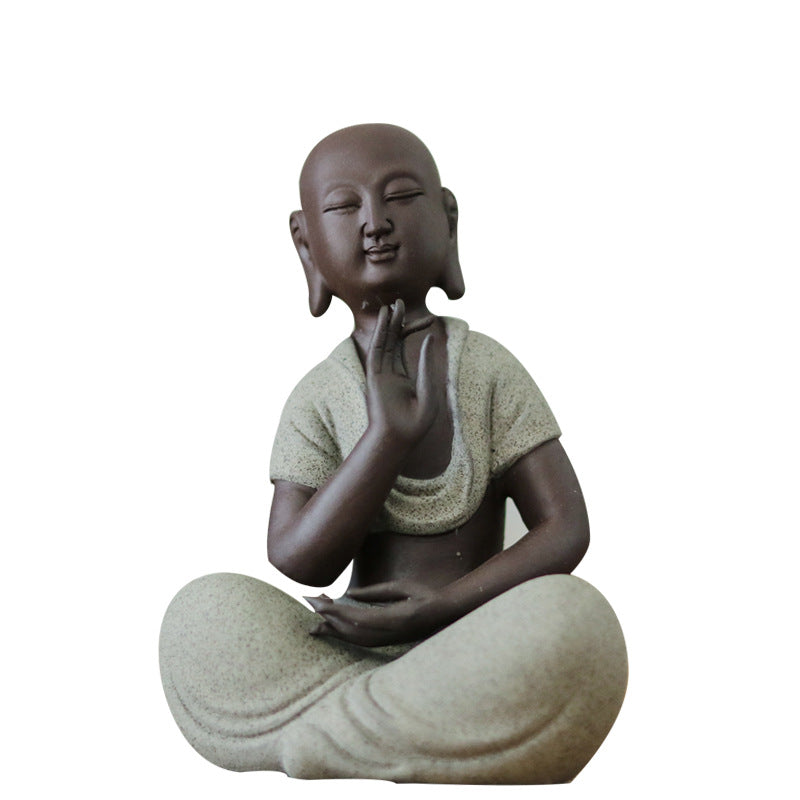 zensoullab Zen Style Yixing Clay Little Monk Tea Pet Tea Play Tea Tray Accessories Premium Ceramic Little Sha Mi Figure Home Decor