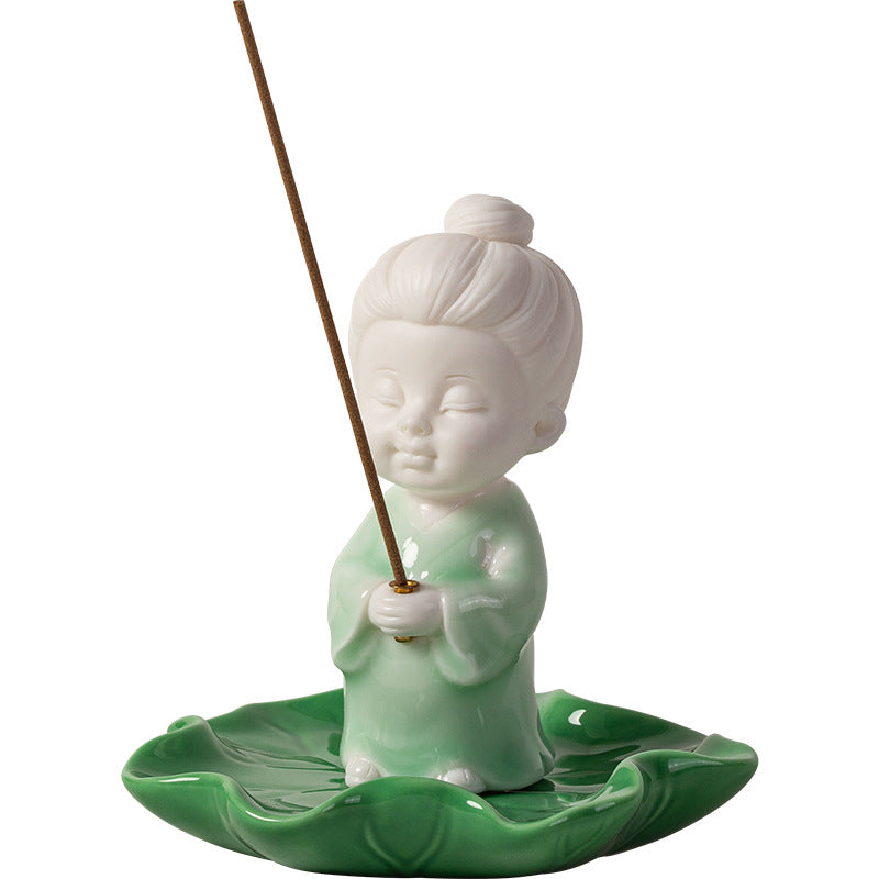 zensoullab Chinese Style Celadon Small Taoist Incense Holder Incense Stand Home Indoor Sandalwood Agarwood Incense Burner Zen Tea Room Incense Burner Incense Holder