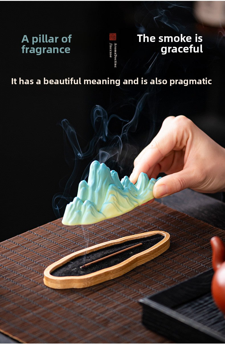 zensoullab Ceramic Incense Burner Chinese Style Incense Burner Sandalwood Agarwood Incense Holder Incense Stick Zen Home Indoor Incense Home Decoration