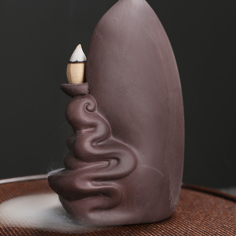 Original Purple Clay Sandalwood Backflow Incense Burner Xiangyun Rulai Buddha Incense Burner Home Decor Craft Ornament Wholesale