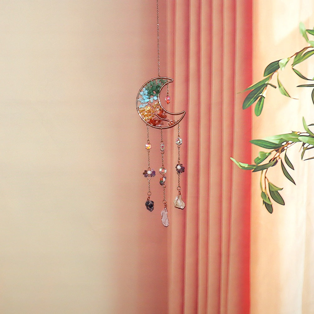 zensoullab Crystal Pendant Metal Moon Sun Catcher Outdoor Window Hanging Decoration Craft Pendant