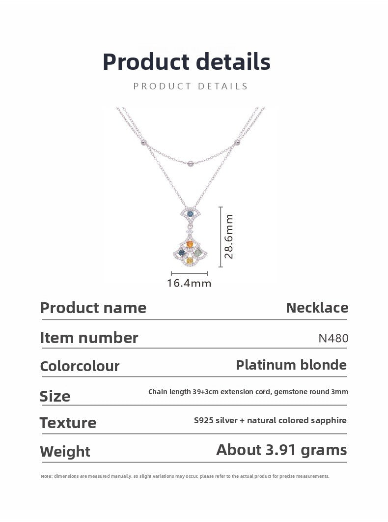 zensoullab Live Natural Gemstone Colorful Sapphire Necklace for Women S925 Sterling Silver Colorful Gemstone Pendant