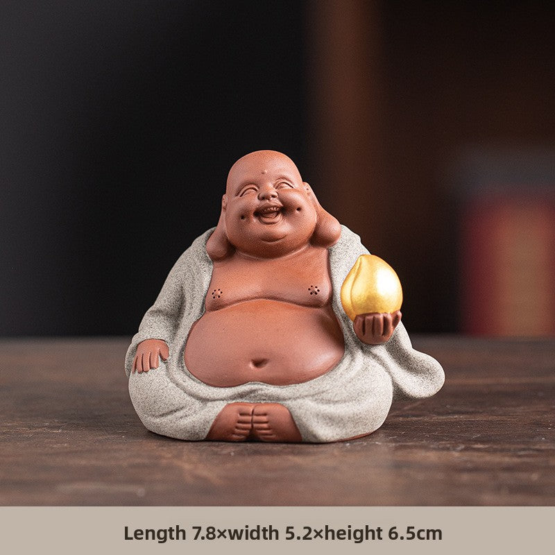 zensoullab Zen Style Chinese Five Blessings Maitreya Fortune Prosperity Longevity Happiness Wealth Smiling Buddha Desktop Small Ornament Creative Home Tea Room Tea Pet