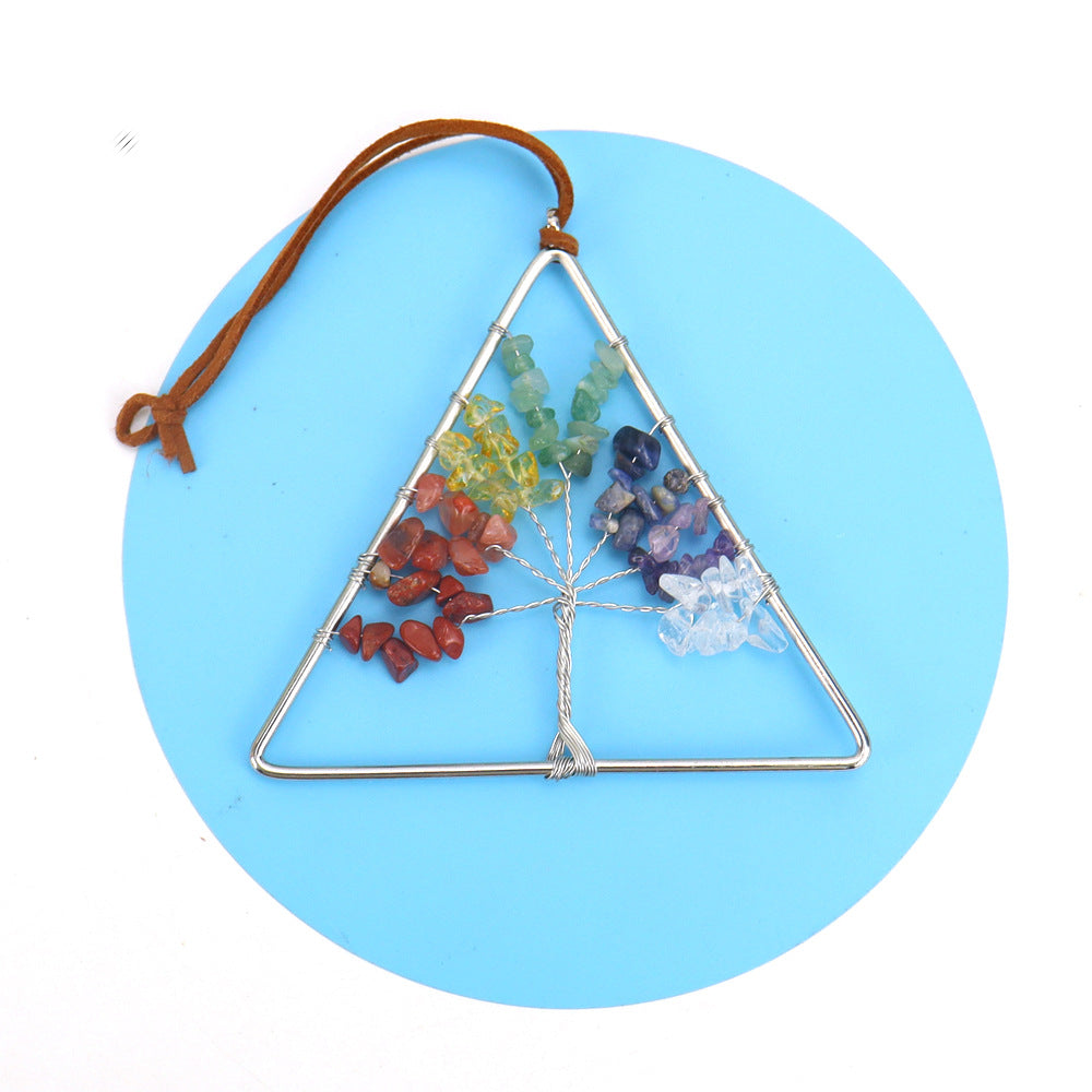 zensoullab Natural Raw Crystal Stone Gravel Christmas Tree Triangle Hanging Holiday Home Decoration