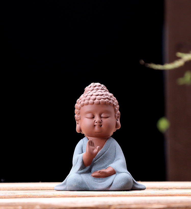 zensoullab Premium Handmade Purple Clay Buddha Tea Pet Tea Ceremony Tea Tray Accessories Car Dashboard Decoration Home Zen Ornament