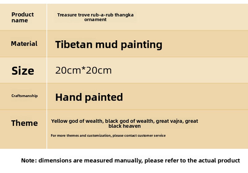 zensoullab Rubbing Table Hand-painted Thangka 3D Painted Table Decoration Great Wrath Yellow God of Wealth Mahakala Buddha Decoration Ornament