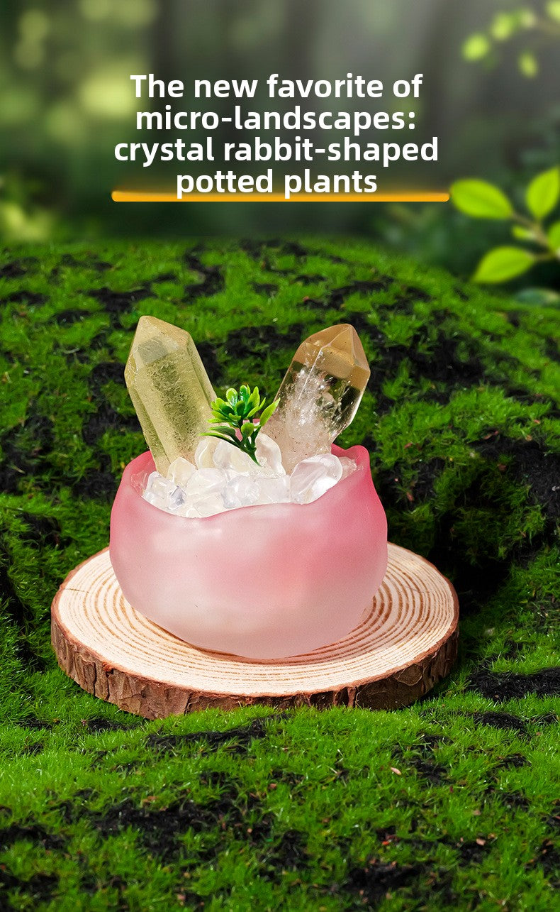 zensoullab Natural White Crystal Cluster Potted Yellow Crystal Single Crystal Crystal Column Tea Cup Micro Landscape Home Desktop Ornament