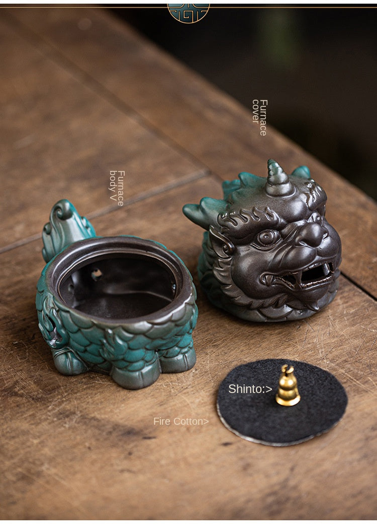 zensoullab Kirin Incense Burner Wealth-Attracting Divine Beast Agarwood Sandalwood Tea Table Home Indoor Incense Ceremony New Chinese Zen Ceramic Ornament