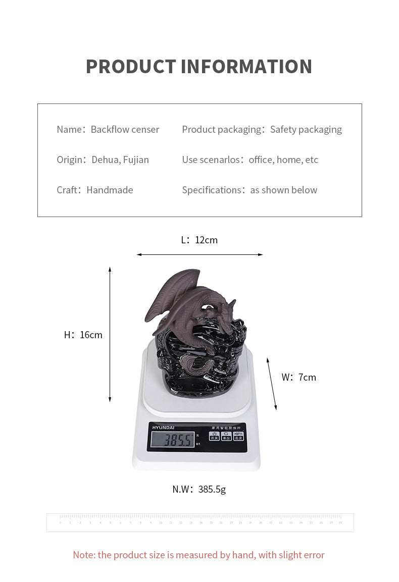 Original European Style Pterosaur Sandalwood Backflow Incense Burner Creative Black Pterosaur Waterfall Backflow Incense Burner Ornament