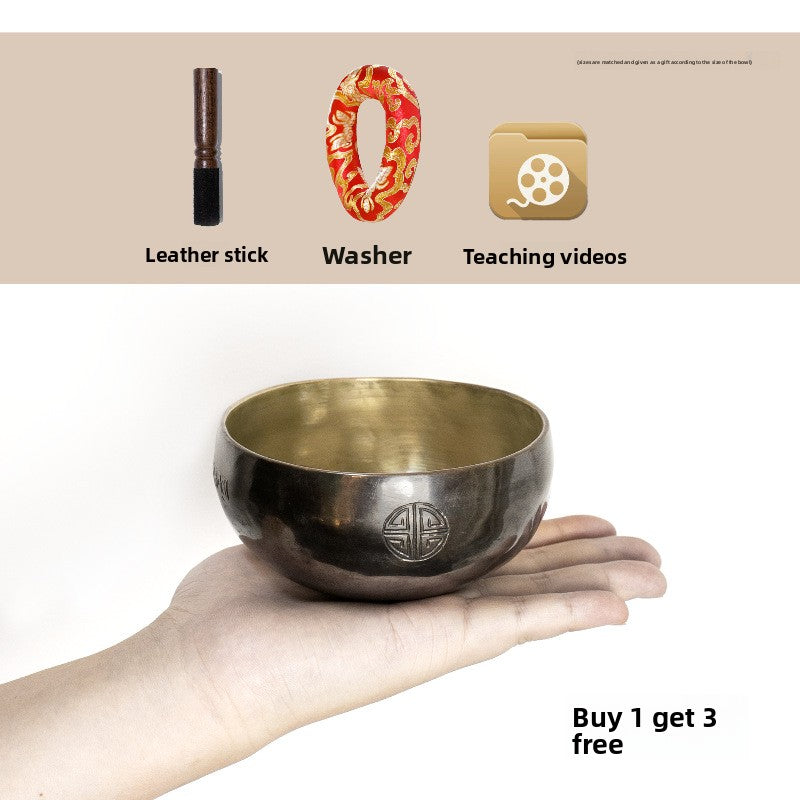 Zensoullab Nepal Handmade Buddha Bowl Xizang Himalaya Bowl Ugyen Double Color Full Moon Himalaya Bowl Copper Chime Stone Yoga Healing Meditation Himalaya Bowl