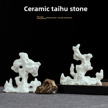 zensoullab Creative Ceramic Simulation Small Taihu Stone Ornament Tea Table Study Room Rockery Micro Landscape Bonsai Fish Tank Landscaping Decoration