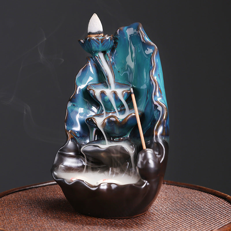 Amazon Ceramic Lotus Backflow Incense Burner Creative Blue Lotus Backflow Aromatherapy Burner Home Decor