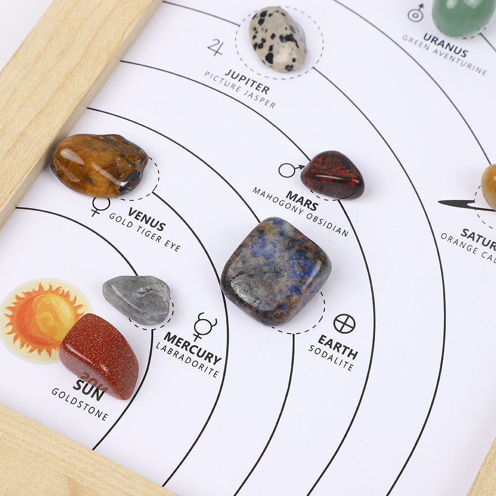 zensoullab Meditation Natural Raw Stone Specimen Frame Ornament Natural Crystal Mineral Colorful Seven-Color Stone Picture Frame Display Stand