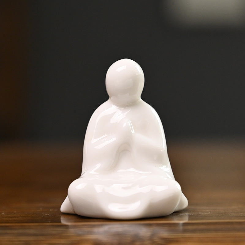 zensoullab Mini Small Ceramic Phaseless Buddha Zen Little Monk Micro Landscape Potted Fish Tank Landscaping Decoration Home Small Ornaments