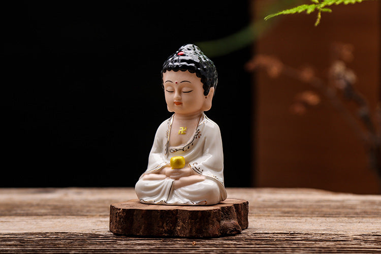 zensoullab Ceramic Buddha Statue Peace Buddha Chinese Style Entrance Shakyamuni Crafts Guanyin Ornament Lying Buddha Car Accessories