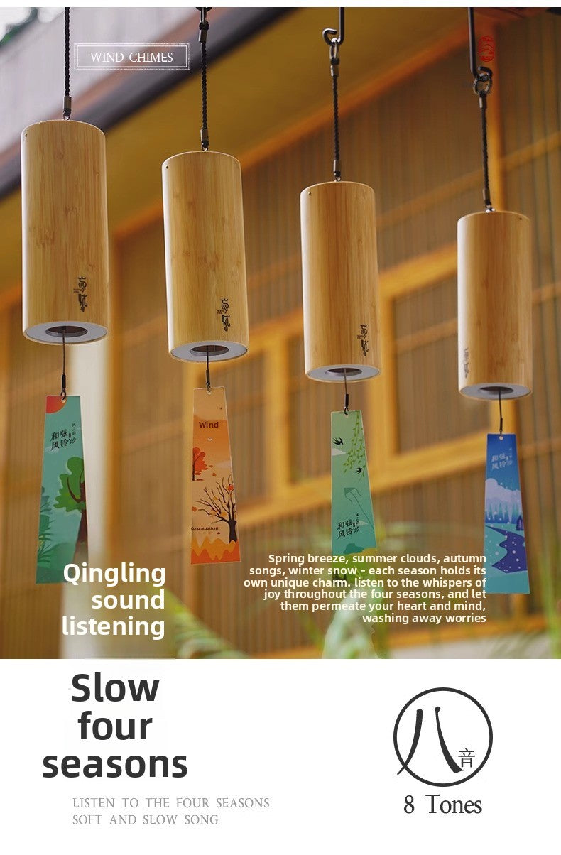 zensoullab Lu Ruzhu Bamboo Wind Chime Chord Japanese Retro Bell Yoga Balcony Outdoor Four Seasons Healing Home Decoration Pendant