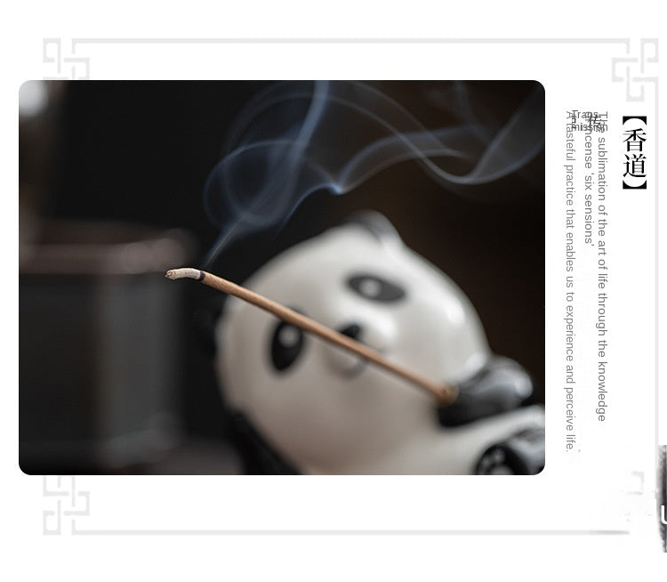 zensoullab Creative Cute Panda Hand-painted Ceramic Ornament Tea Pet Home Indoor Sandalwood Incense Holder Incense Tray Incense Stand