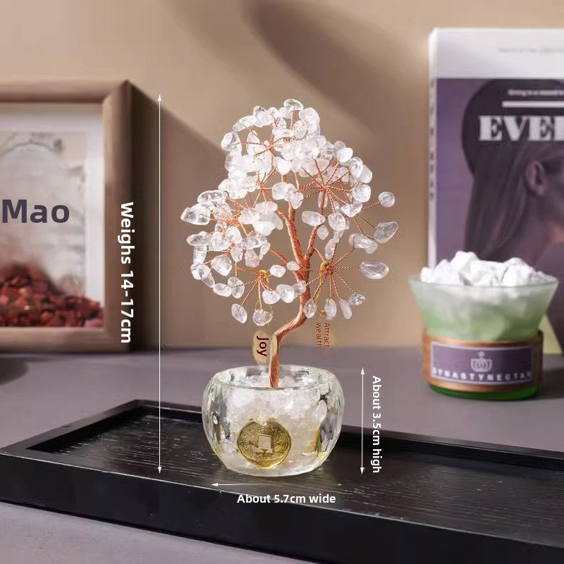 zensoullab Natural Yellow Crystal Money Tree Ornament Amethyst Wealth-Attracting Treasure Bowl Office Desk Decoration