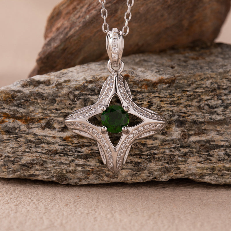 zensoullab Natural Sapphire Diopside Topaz Aquamarine Colorful Gemstone Necklace for Women S925 Silver Star Pendant