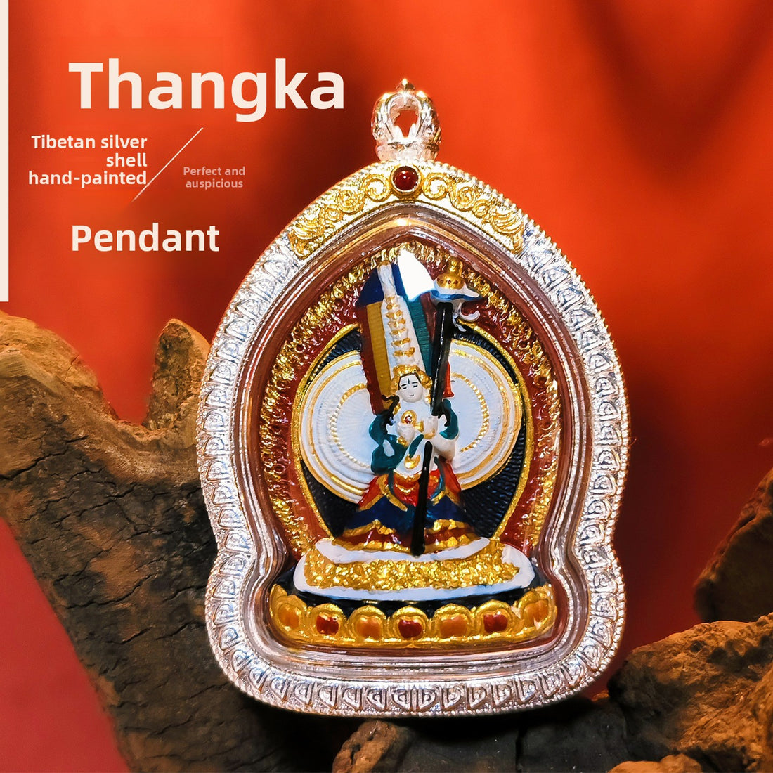 zensoullab Hand-painted Rubbing Thangka Three-dimensional Painted Black God of Wealth Gawu Box Pendant Necklace Zakiram Buddha Amulet