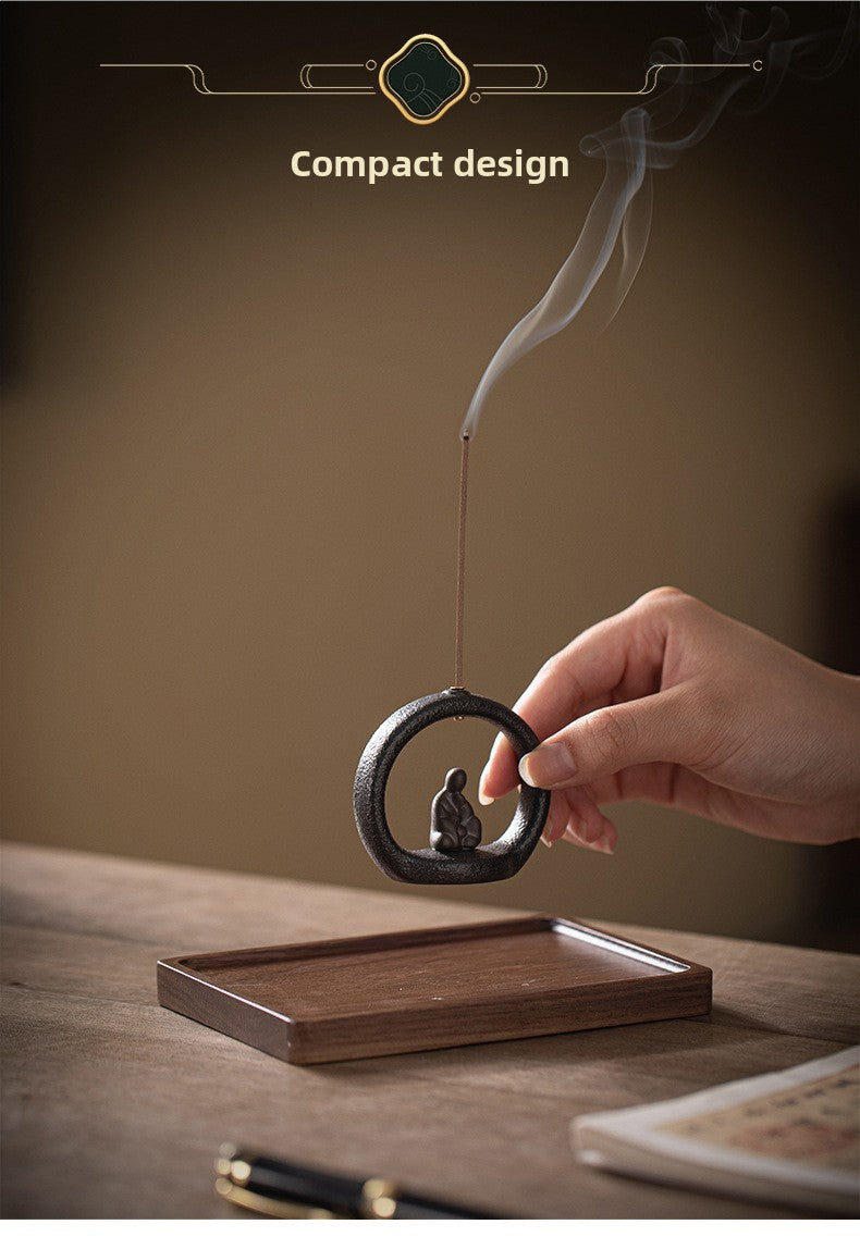 zensoullab Zen Style Small Monk Incense Holder Creative Dual-use Coil Incense Burner Incense Burner for Home Indoor Sandalwood Agarwood Incense Burner Ornament