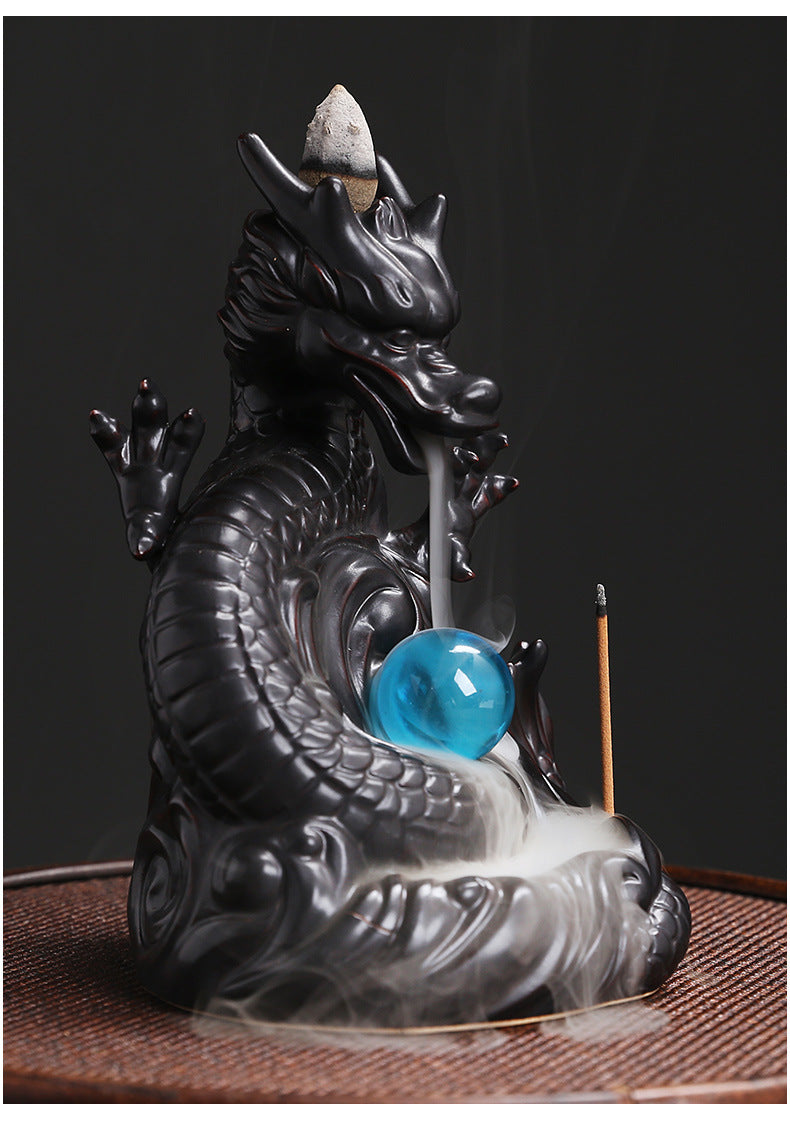 Original Classic Chinese Dragon Backflow Incense Burner Creative Ceramic Large Dragon Playing with Pearls Incense Burner Home Decor