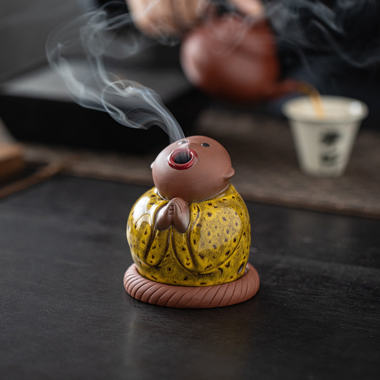 zensoullab Creative Little Monk Incense Burner Cute Aromatherapy Burner Ornament Zen Style Home Indoor Agarwood Sandalwood Incense Burner Incense Box