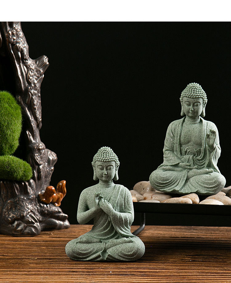 zensoullab New Buddha Statue Crafts Zen Fish Tank Landscape Ornament New Chinese Style Creative Entrance Home Decoration