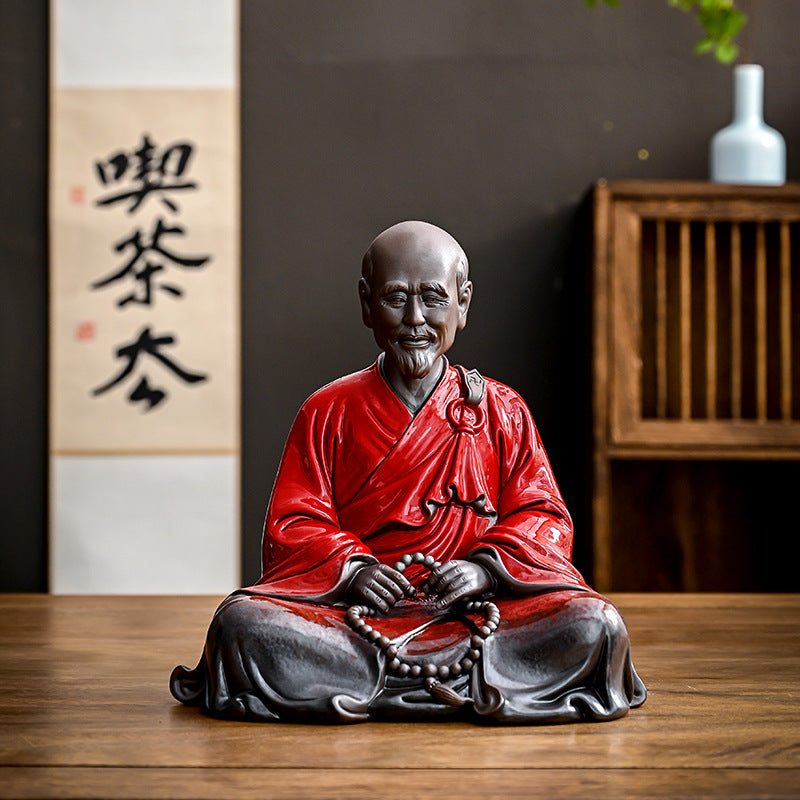 zensoullab Ceramic Master Hongyi Figure Large Ornament New Chinese Zen Style Home Office Desktop Decoration Craft Statue