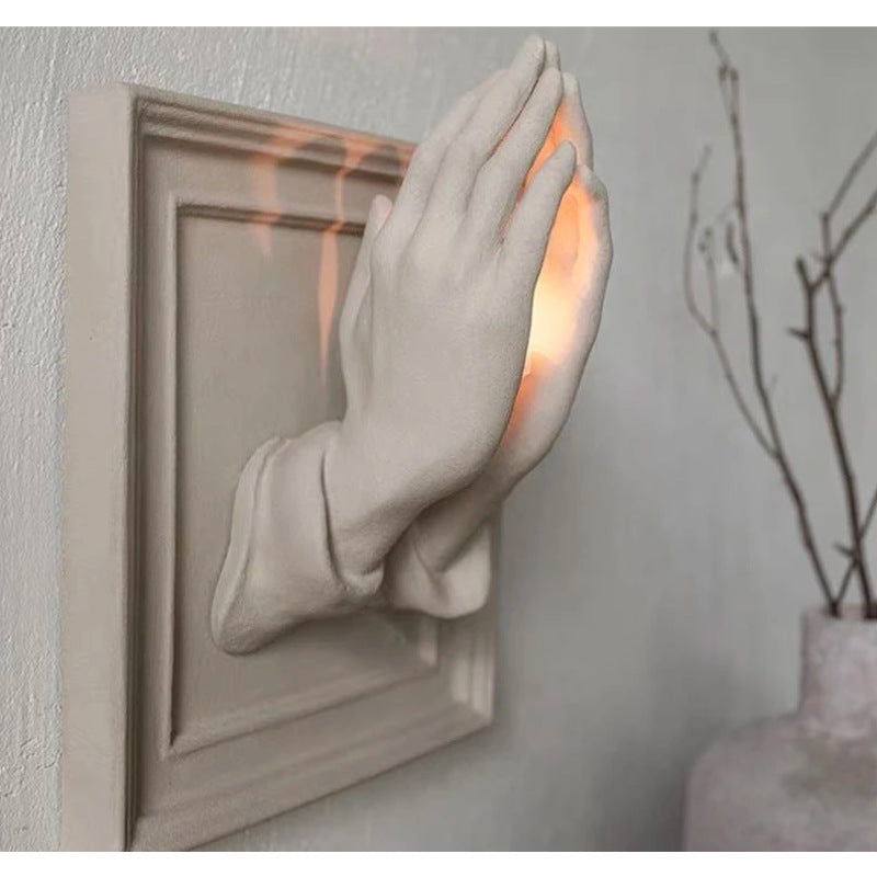 zensoullab Halloween Praying Hands Resin Ornament Wall Candle Holder Wall Hanging Decoration Pendant Home Statue Decoration Craft