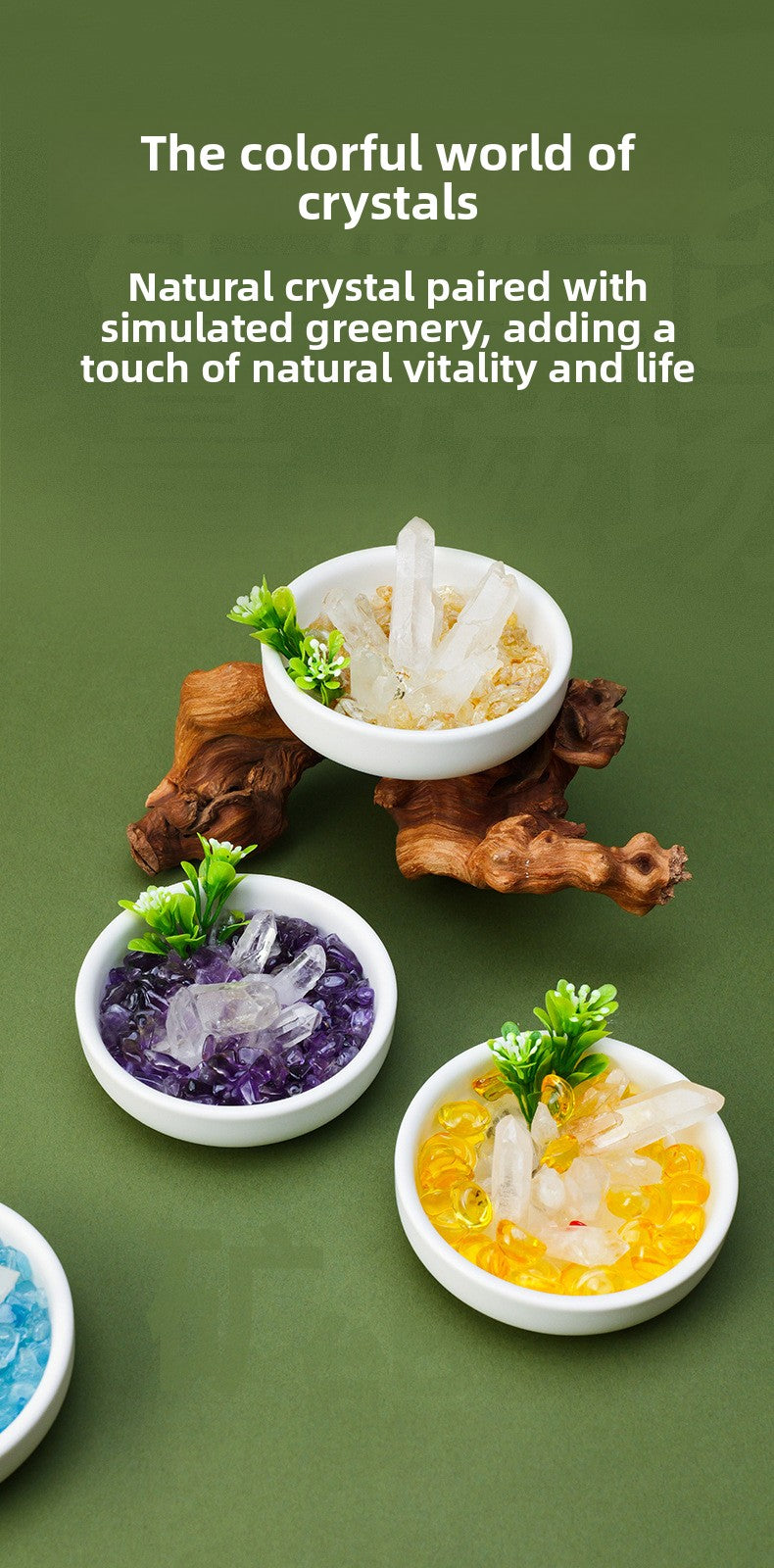 zensoullab Natural White Crystal Single Crystal Micro Landscape Ornament Yellow Amethyst Aquamarine Crushed Stone Demagnetization Home Decor