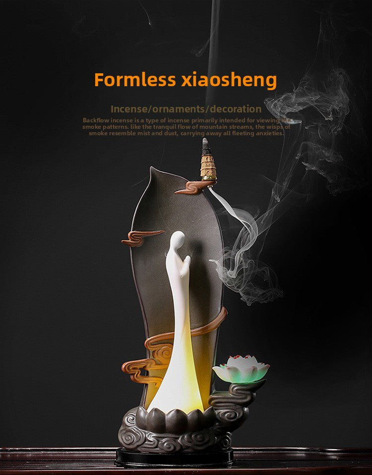 zensoullab Creative Backflow Incense Burner for Home Indoor Chinese Zen Tea Tray Tea Ceremony Decoration Living Room Tea Art Small Ornament Aromatherapy Burner